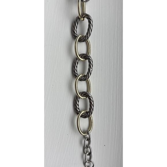 Mixed Metal Silver‎ & Gold Link Bracelet With Toggle Clasp - Size 8”-9” Long - Picture 5 of 10